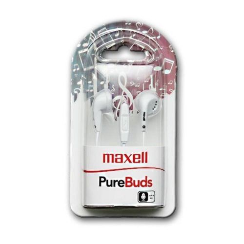 Maxell Purebuds + Mic White Headphones