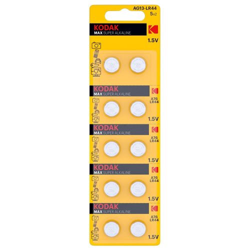 Kodak Max Button Battery Alkaline AG13 / LR44 / A76 / 357 (1.5V) B10