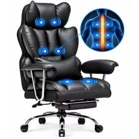   Masszázsfunkciós Ergonomikus Irodai Szék Lábtartóval 180 kg, döntheto funkció