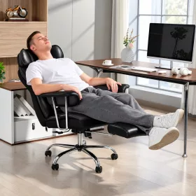   Masszázsfunkciós Ergonomikus Irodai Szék Lábtartóval 180 kg, döntheto funkció