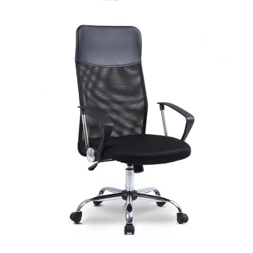 Zelux ergonomikus irodai szék magas háttámlával fekete színben, króm lábakkal
