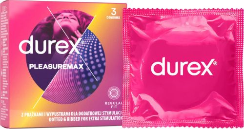 Durex Pleasure Me óvszer, 3 db, bordázott és pontozott kialakítás