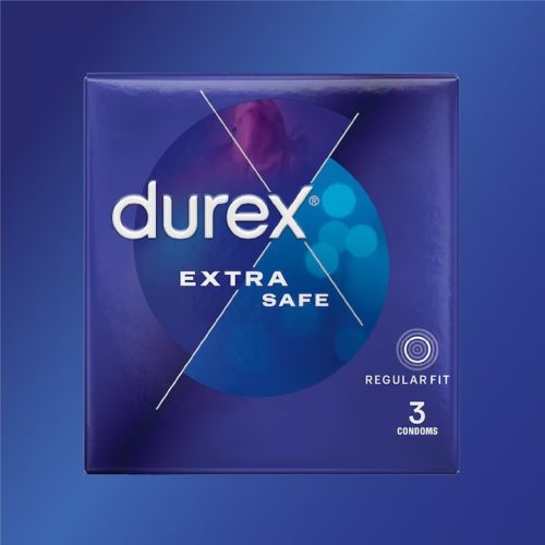 Durex Extra Safe óvszer, 3 db, fokozott védelem, extra síkosítással