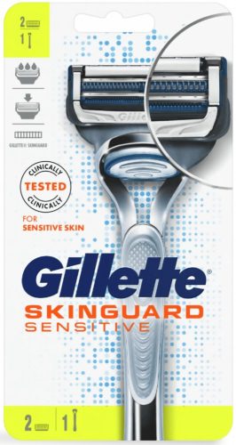 Zariadenie Gillette + 2 holiace podložky Skinguard Sensitive