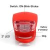 LED bicycle light set with silicone cover and 2032 batteries (Red White)