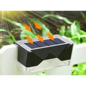   Napelemes Kültéri LED Lámpa  Alkonyatérzékelő, IP65, Hideg Fehér Fény, Fekete