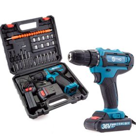   Cordless drill and screwdriver set with 28 accessories + 2 36V Li-ion batteries