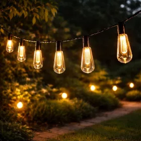 Retró Edison körte izzó forma LED Szolár Napelemes Dekor Lampion 10db 4,7m DS010