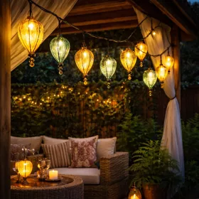 Modee LED Szolár Napelemes Dekor Lampion 10db 4,9m DS009