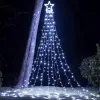 LED Csillagos karácsonyi fényfüzér, 6 m, 300 LED, hideg fehér fény, IP44, 8 mód