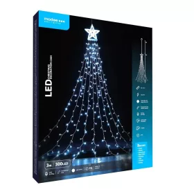   LED Csillagos karácsonyi fényfüzér, 6 m, 300 LED, hideg fehér fény, IP44, 8 mód