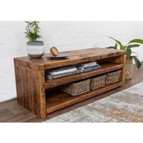 Kézimunkával készített rusztikus TV állvány, médiaegység keményfából