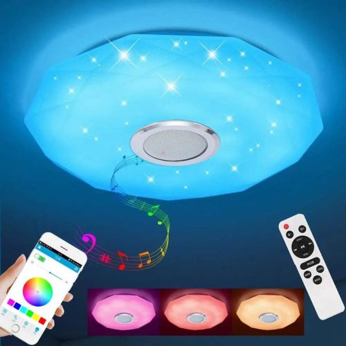 LED lámpa 24W RGB Bluetooth, okos gyémánt mintás lámpa zenével és távírányítóval