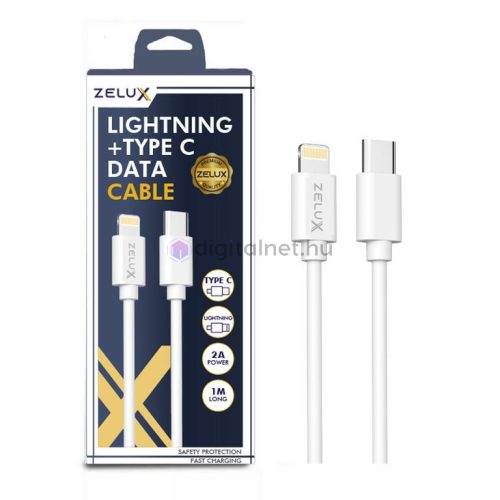 Zelux charger and data cable 100 cm Type C to lightning white