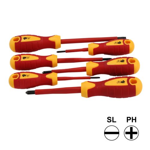 VDE szigetelt csavarhúzó készlet, 6 db, SL & PH, 1000V, IEC 60900 tanúsítvánnyal