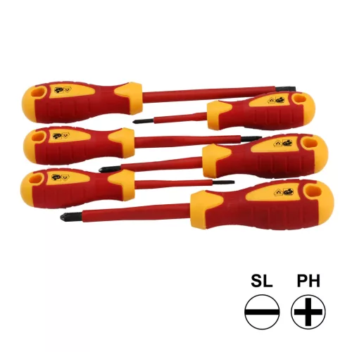 VDE szigetelt csavarhúzó készlet, 6 db, SL & PH, 1000V, IEC 60900 tanúsítvánnyal