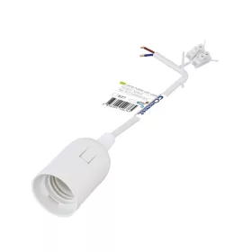E27 foglalat 17 cm kábellel és sorkapoccsal, fehér, 250V, 2A, PBT ház