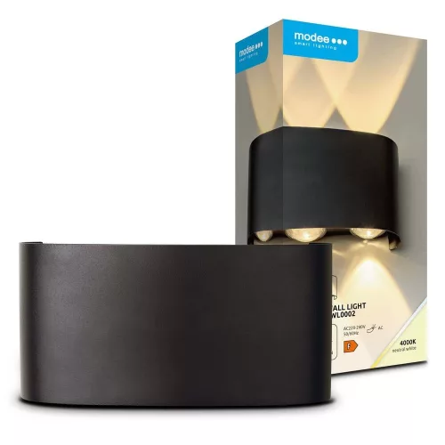 Modee LED Kültéri Fali Lámpa, 6W, 470 lm, IP65, Semleges Fehér, Fekete – LWL0002