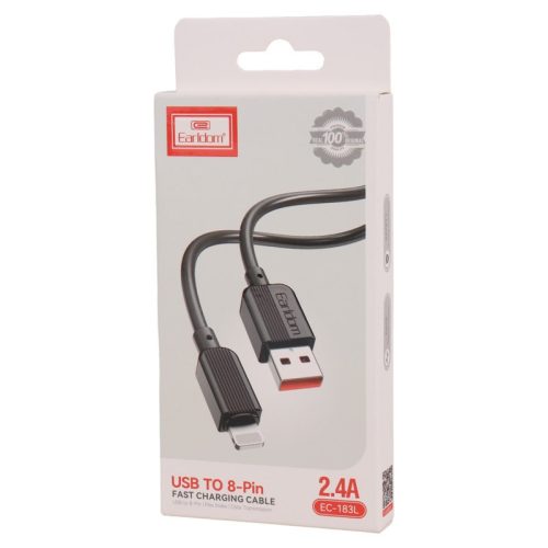 Earldom micro usb kábel 2.4A 100 cm fekete EC-183M