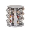 Forgatható fűszertartó állvány 12 db üveggel – Rozsdamentes acél, 22 cm inox