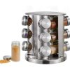 Forgatható fűszertartó állvány 12 db üveggel – Rozsdamentes acél, 22 cm inox
