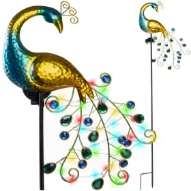   Pávás napelemes kerti lámpa - 40 LED, IP44, szürkületérzékelős, forgatható panel