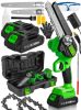 1000W akkus mini láncfűrész 6" és 8" vezetőlap, 2 akku, automatikus láncolajozás