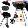 Grill Master faszenes kerti grill fedéllel - mobil, kerekes kivitel extra tároló