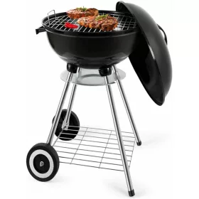   Grill Master faszenes kerti grill fedéllel - mobil, kerekes kivitel extra tároló