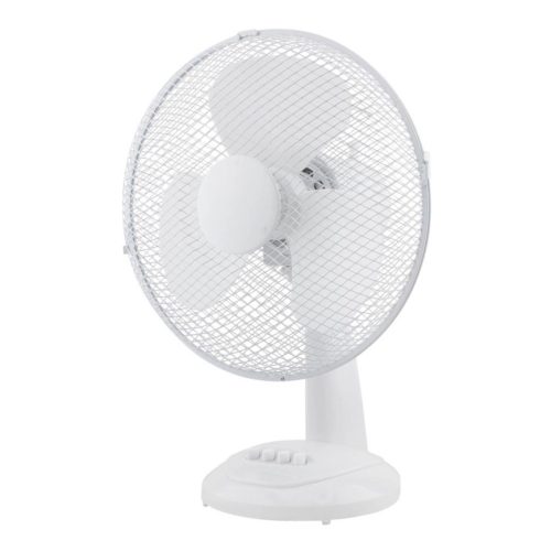 Zelux asztali ventilátor 30 cm átmérővel, 3 fokozat, oszcilláló, fehér színben