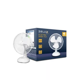 Zelux asztali ventilátor 30 cm átmérővel, 3 fokozat, oszcilláló, fehér színben