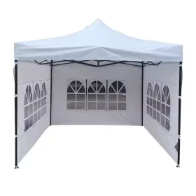   Összecsukható kerti pavilon + ablakos oldalfal 3x3m-es méretben - fehér