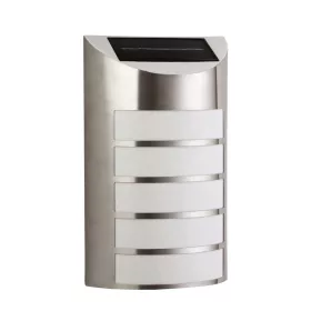   Napelemes kültéri fali nagyméretű LED lámpa hideg fénnyel újratölthető akku inox