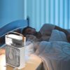 Párásítóval ellátott asztali ventilátor, 600 ml, 3 fokozat, LED világítás, USB-s