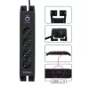 Hosszabbító túlfeszültség védelemmel 4 aljzat + 2x USB, 2 m kábel, 16A, fekete