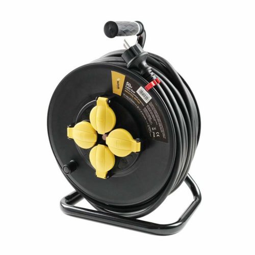 Technik ipari kábeldob 50m, 4 aljzat, 16A, IP44, kábel H07RN-F 3x1,5mm2