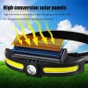 Napelemes fejlámpa COB LED és középső LED-del, 1200mAh akkumulátor, USB töltés