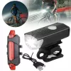 LED kerékpárlámpa szett, első és hátsó lámpa, USB-s, vízálló, akkumulátoros