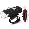 LED kerékpárlámpa szett, első és hátsó lámpa, USB-s, vízálló, akkumulátoros