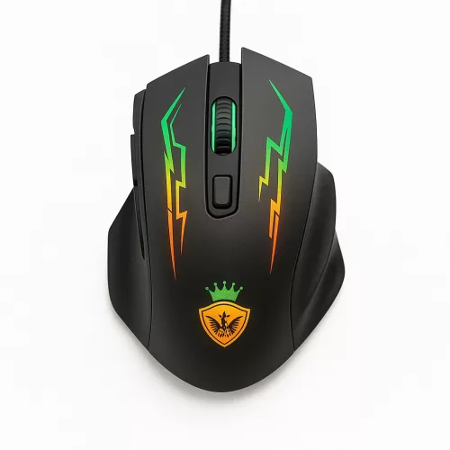 Vezetékes gamer egér, 6 gombos, RGB LED világítással, állítható DPI
