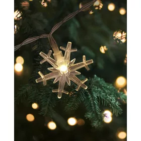   Hópelyhes LED Fénygirland, 20 LED, Meleg Fehér, Elemes, 2,2 m