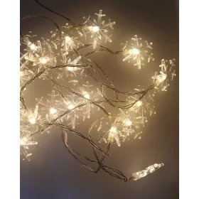  Hópelyhes LED Fénygirland, 20 LED, Meleg Fehér, Elemes, 2,2 m