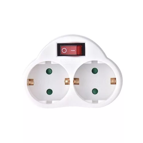 Elosztó adapter Fali 2 utas + Kapcsoló 16A