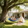 Fészekhinta 100 cm - kék, függeszthető kerti hinta 100 kg terhelhetőséggel