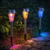 LED Szolár Napelemes Leszúrható Kerti Lámpa Mozaiküveg Dekor Búrával, 39 cm