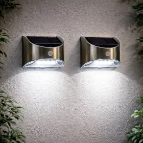   2 db szolár lámpa mozgásérzékelővel, PIR, LED, IP44, kerti világítás, Ezüst