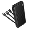 10000 mAh powerbank beépített kábelekkel USB-C Lightning USB, kijelző, fekete