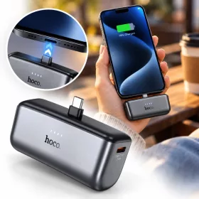   HOCO PD 20W powerbank 5000 mAh, USB-C, kompakt külső akkumulátor, fekete