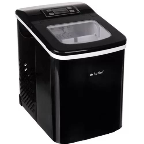 Elektromos jégkészítő 12 kg/24h, gyors jég adagoló, LCD, időzítő, fekete inox