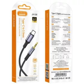 USB-C - AUX audio kábel 1 m - Type-C Jack kábel, fekete